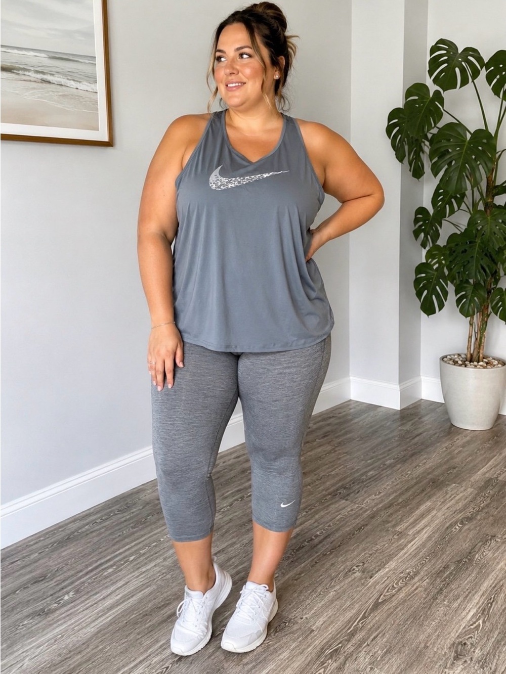 Nike XXXLlight blue tank top with gray Capri Set